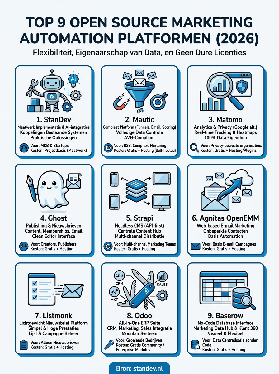open source marketing automation platform infographic